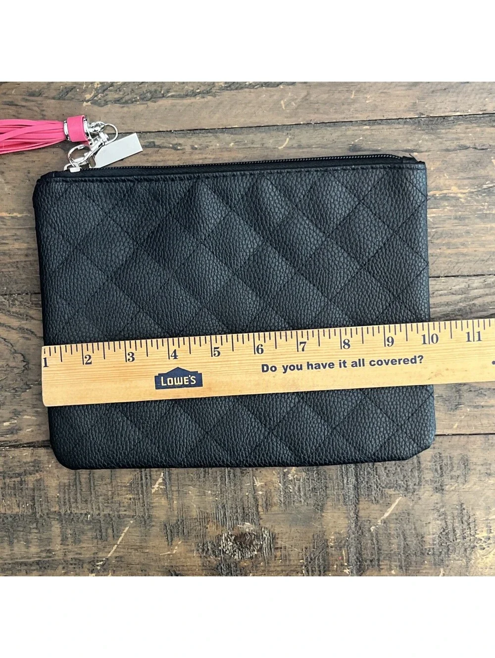 FabD Beauty Black Quilted Makeup Bag Boutique Cosmetic Pouch Zipper Pink Tassel